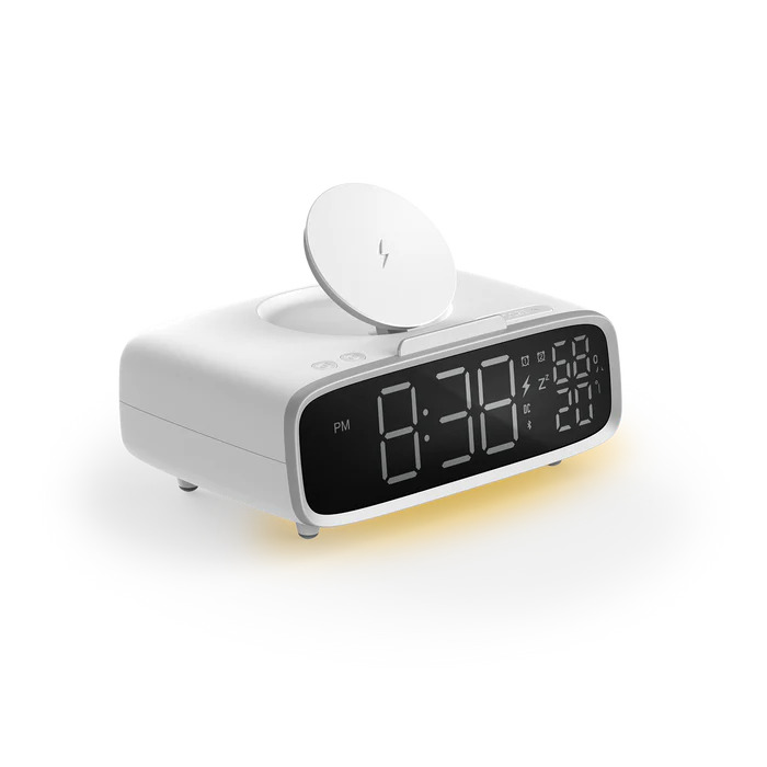 Momax Q.Clock 5 (QC5) Digital Clock With Wireless Charger - White