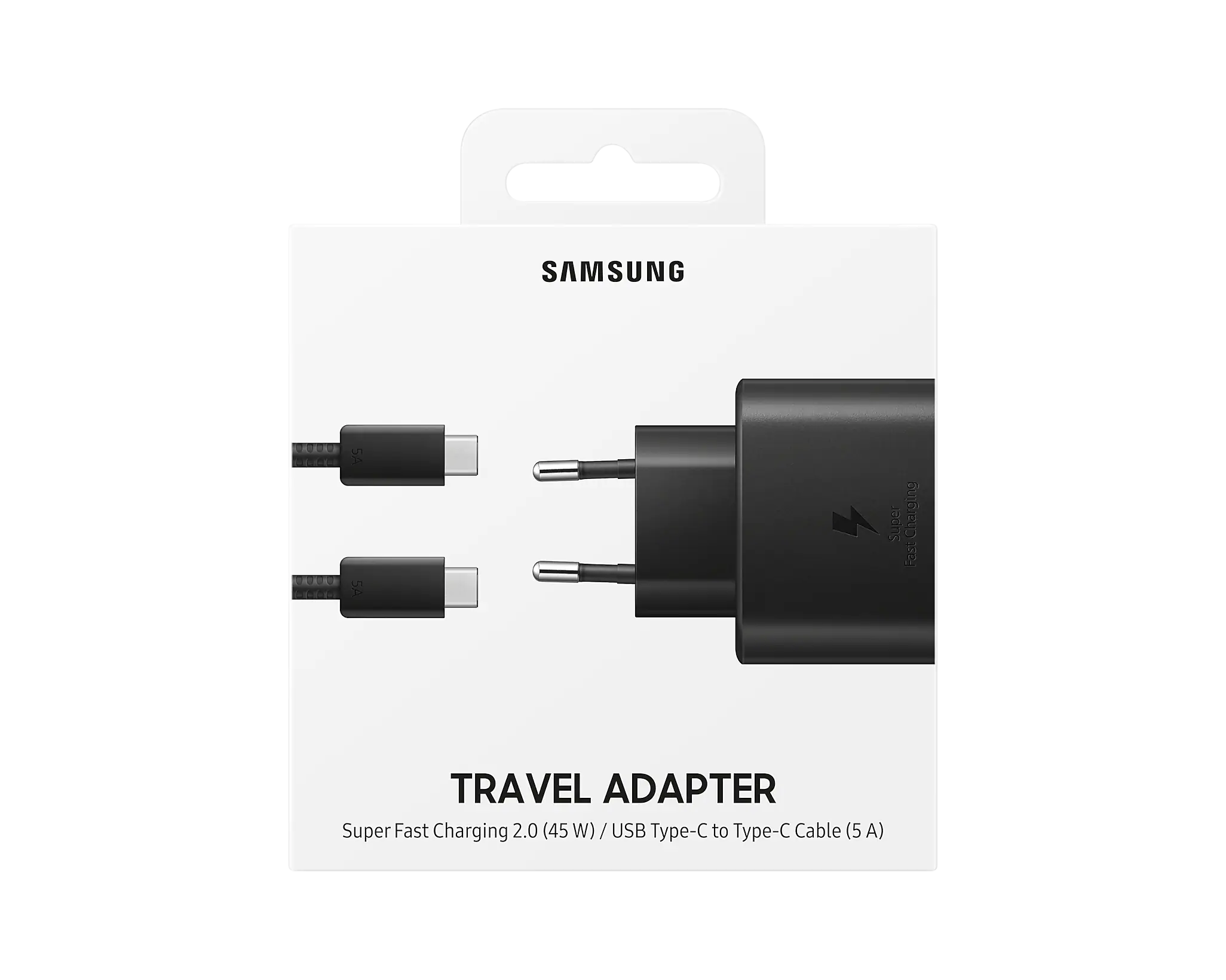 Samsung Travel Adapter 45W Super Fast Charging USB Type-C to Type-C Cable 1.8m - Black ( 2 Pin )