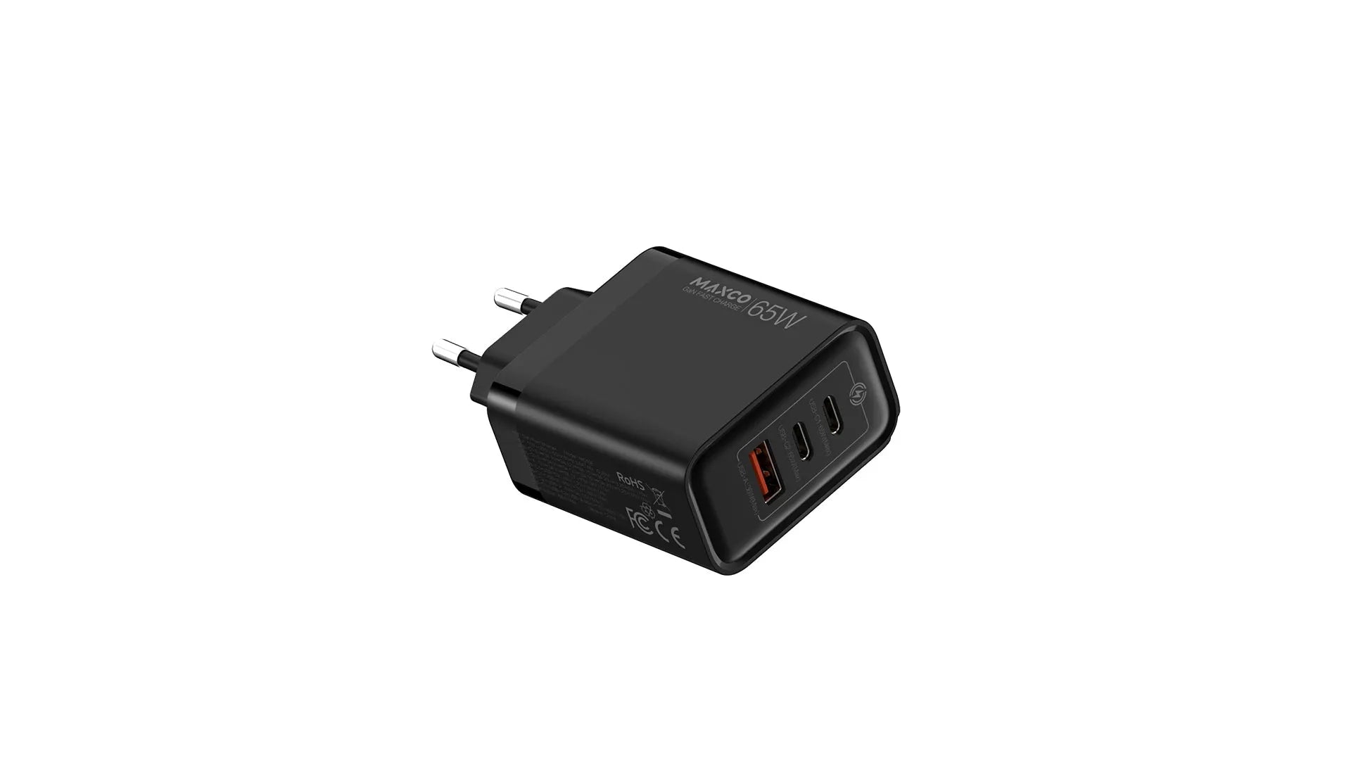 Maxco MC15E GaN Fast Charger PD 65W 3-Ports EU Plug Design Standard - Black - XPRS