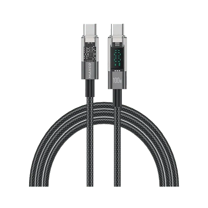 Maxco MS03CC Braided Cable 100W Type-c to Type-c with Digital Display 200CM - Black - XPRS