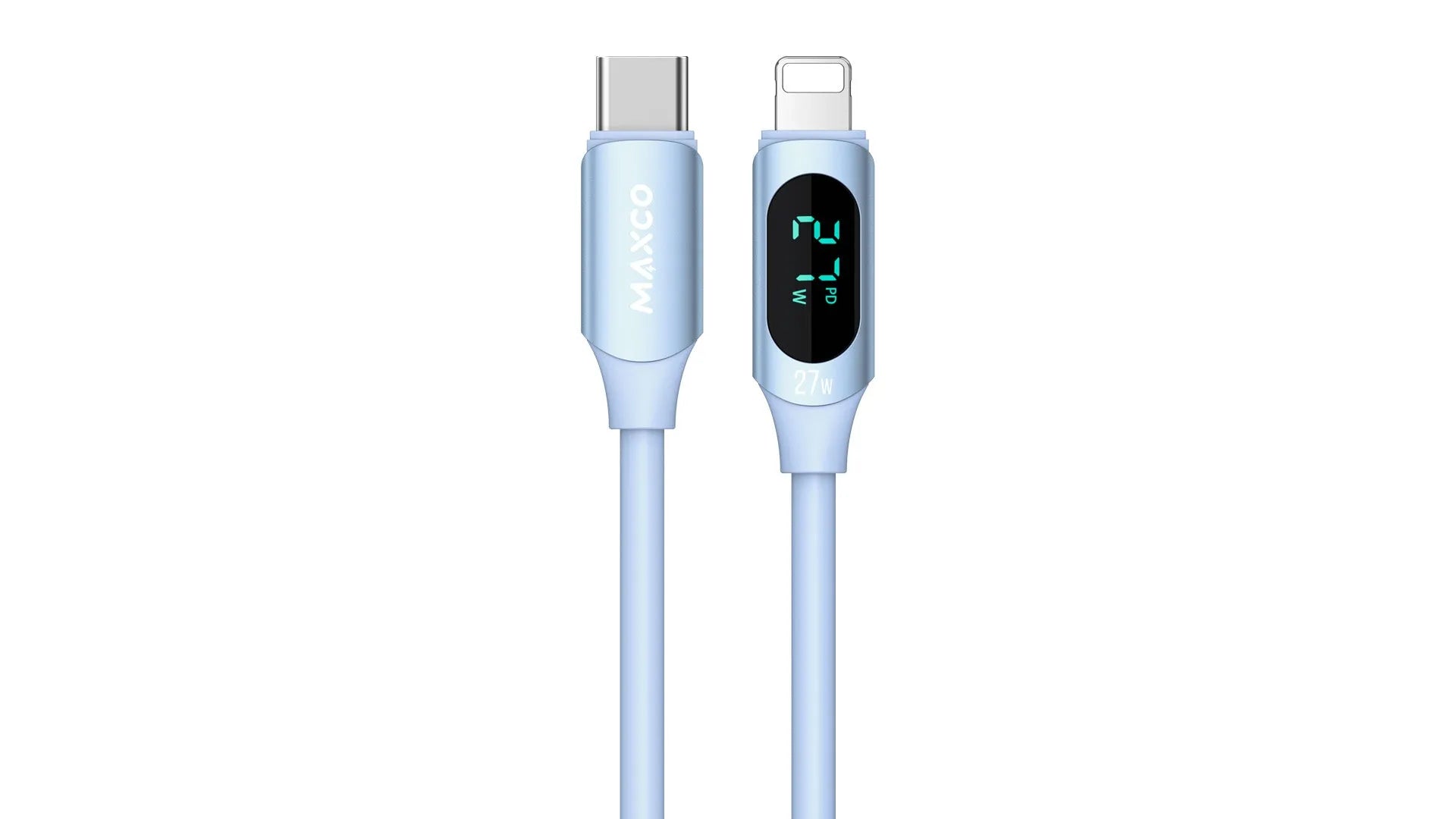 Maxco MS06CL Silicone Cable 27W Type-c to Lightning with Digital Display 200CM - Blue - XPRS