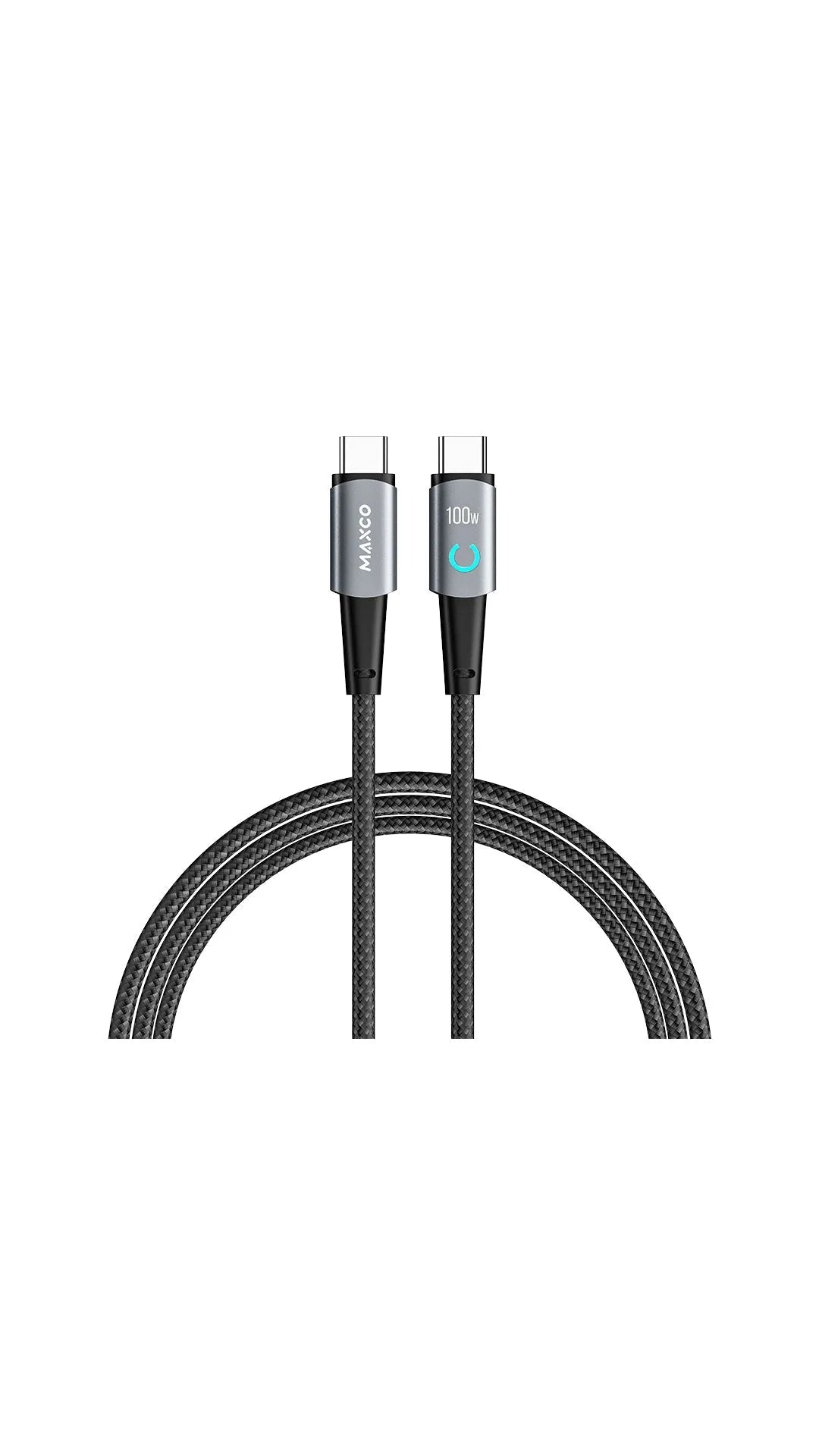 Maxco MS07CC Braided Cable 100W Type-c to Type-c with Light Display 120CM - Black Gray - XPRS