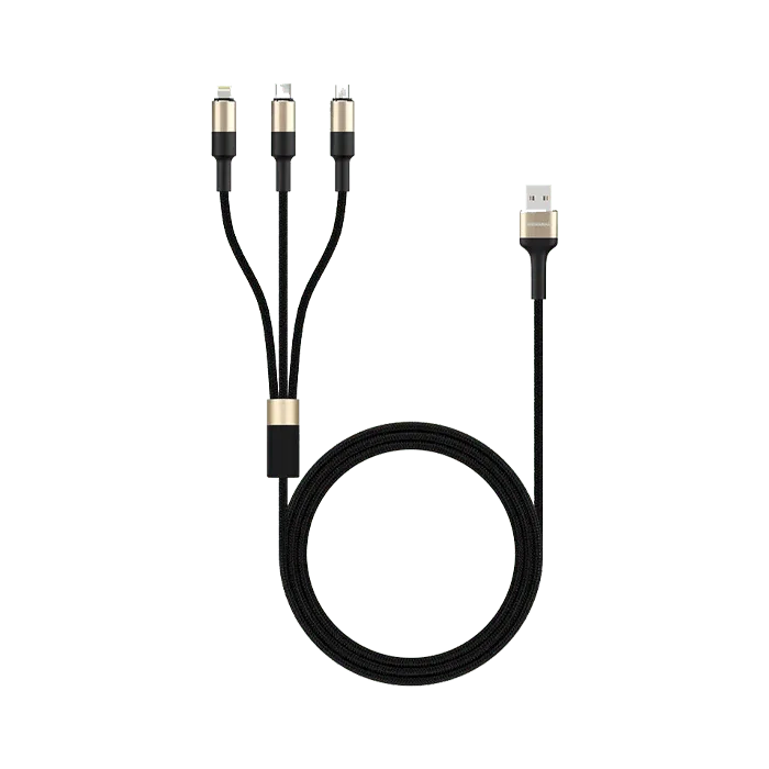 RockRose Acacia Max 3-in-1 Fast Charging Cable 3A 1.0m Multi-Connector - Black - XPRS