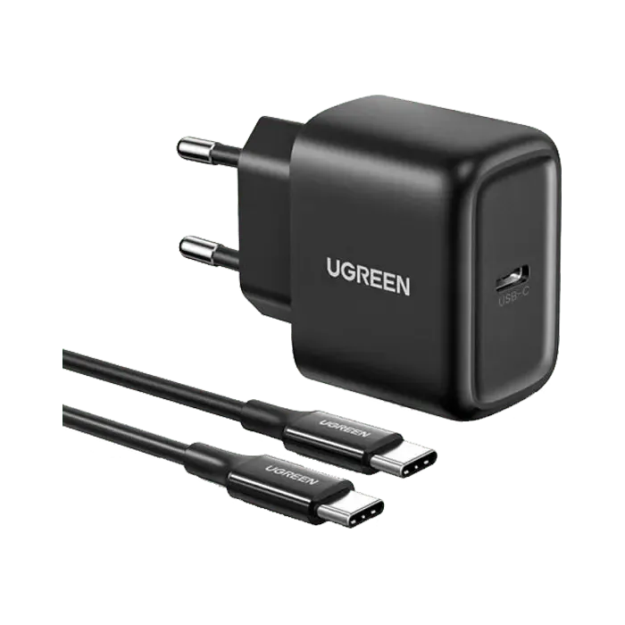 Ugreen USB-C PD Fast Charger 25W with Type-C Cable EU (2M) - Black - XPRS