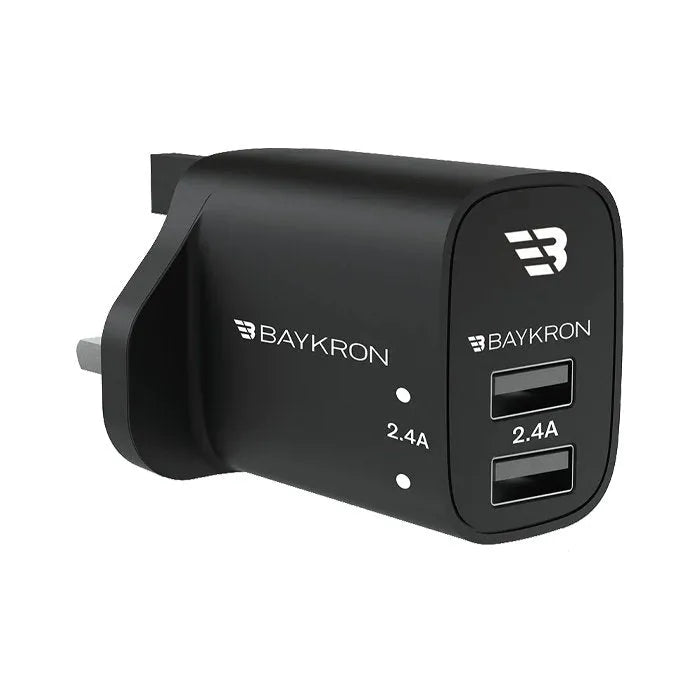 Baykron 12W Wall Charger with Dual 2.4A USB Ports - Black - XPRS