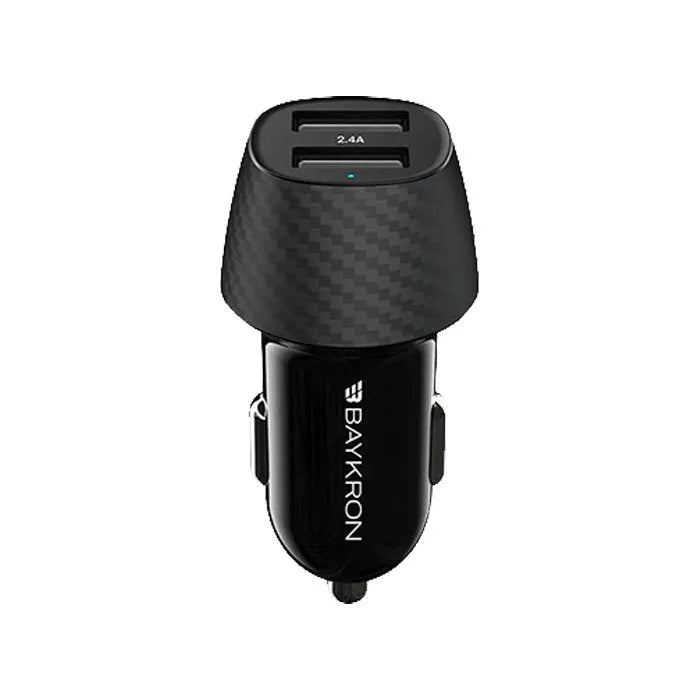 BAYKRON Smart 2.4A Car Charger With Dual USB Ports - Black - XPRS