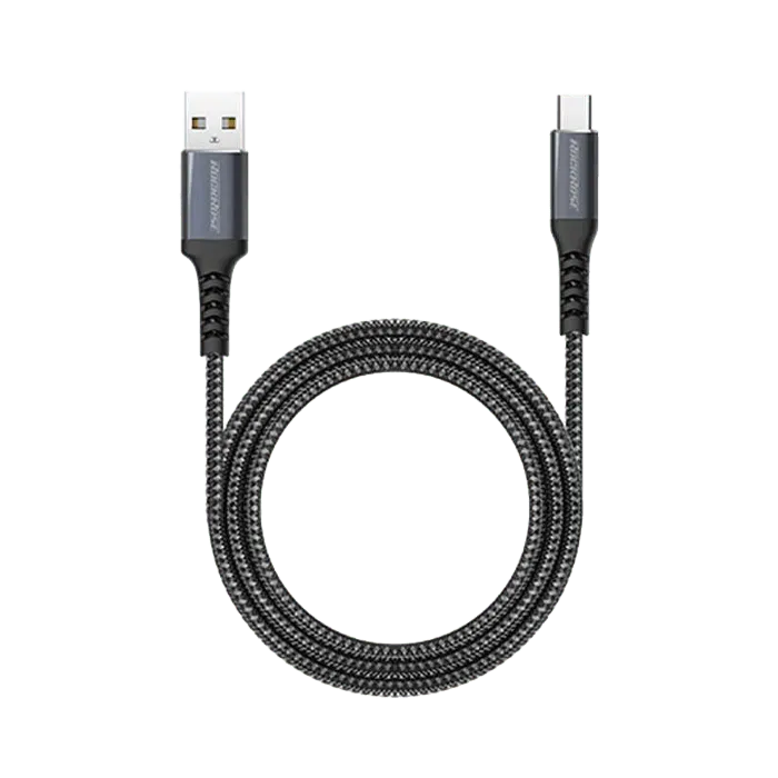 RockRose USB to USB-C Powerline AC 3A Fast Charge & Data Sync Cable (1M) - Black - XPRS