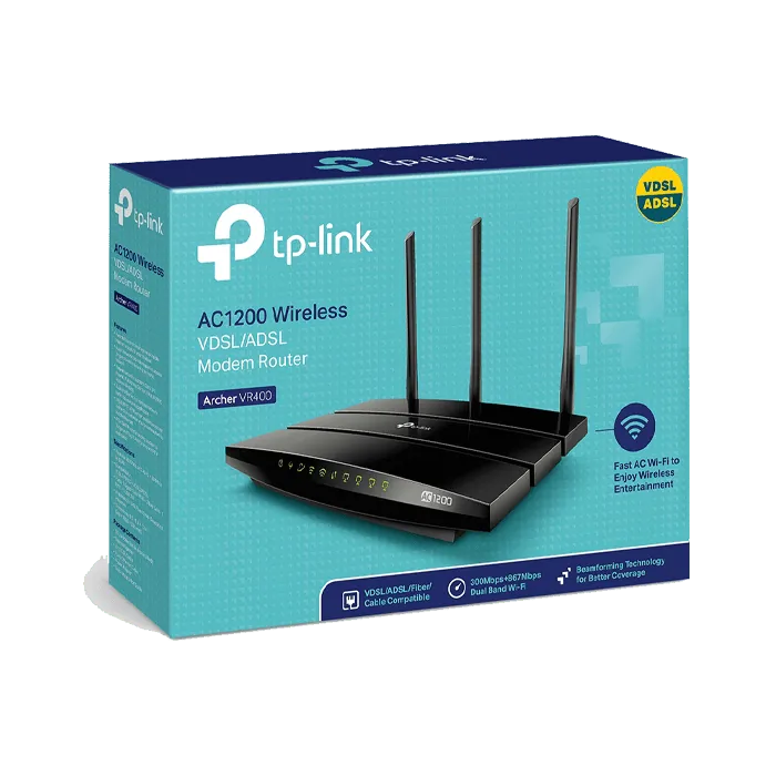 TP-Link Archer VR400 | AC1200 Wireless MU-MIMO VDSL/ADSL Modem Router - XPRS